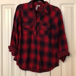 Red flannel blouse